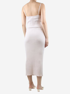 Sablyn Cream rib-knit midi dress - size UK 10