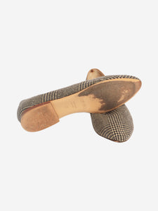 Le Monde Beryl Brown tweed check flat shoes - size EU 42