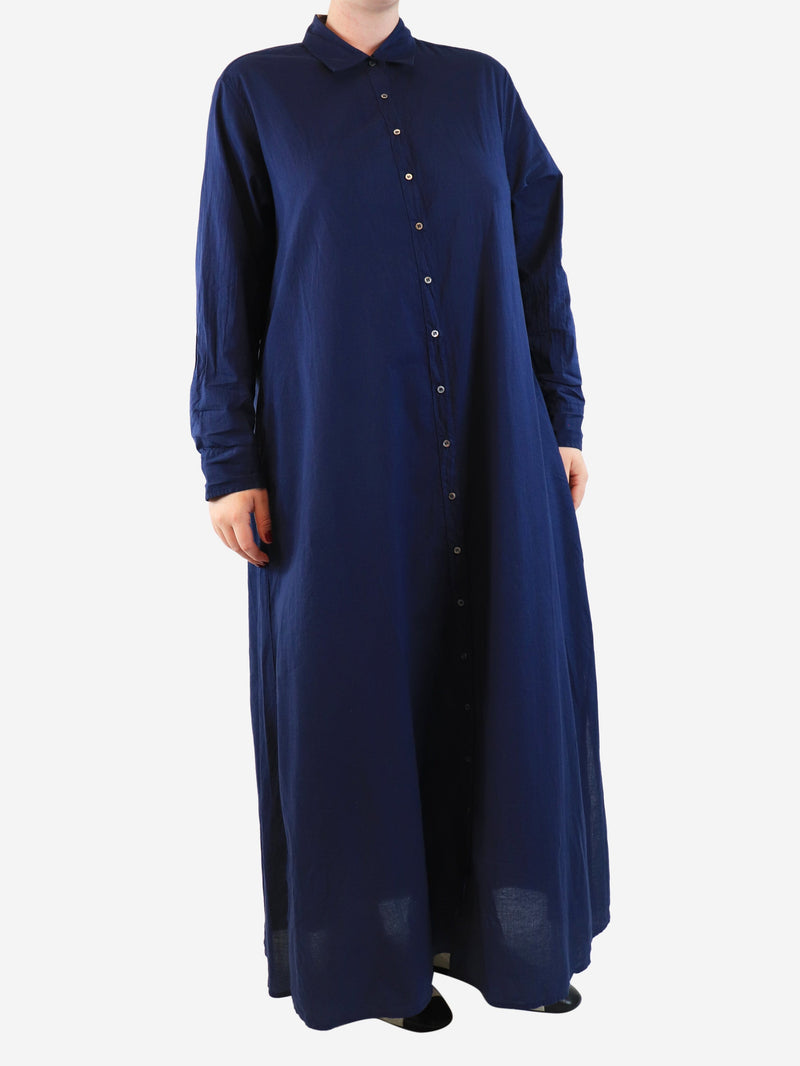 Navy blue cotton midi shirt dress - size M Dresses Xirena 