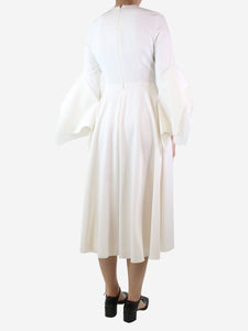 Roksanda White silk organza-trimmed crepe midi dress - size UK 8