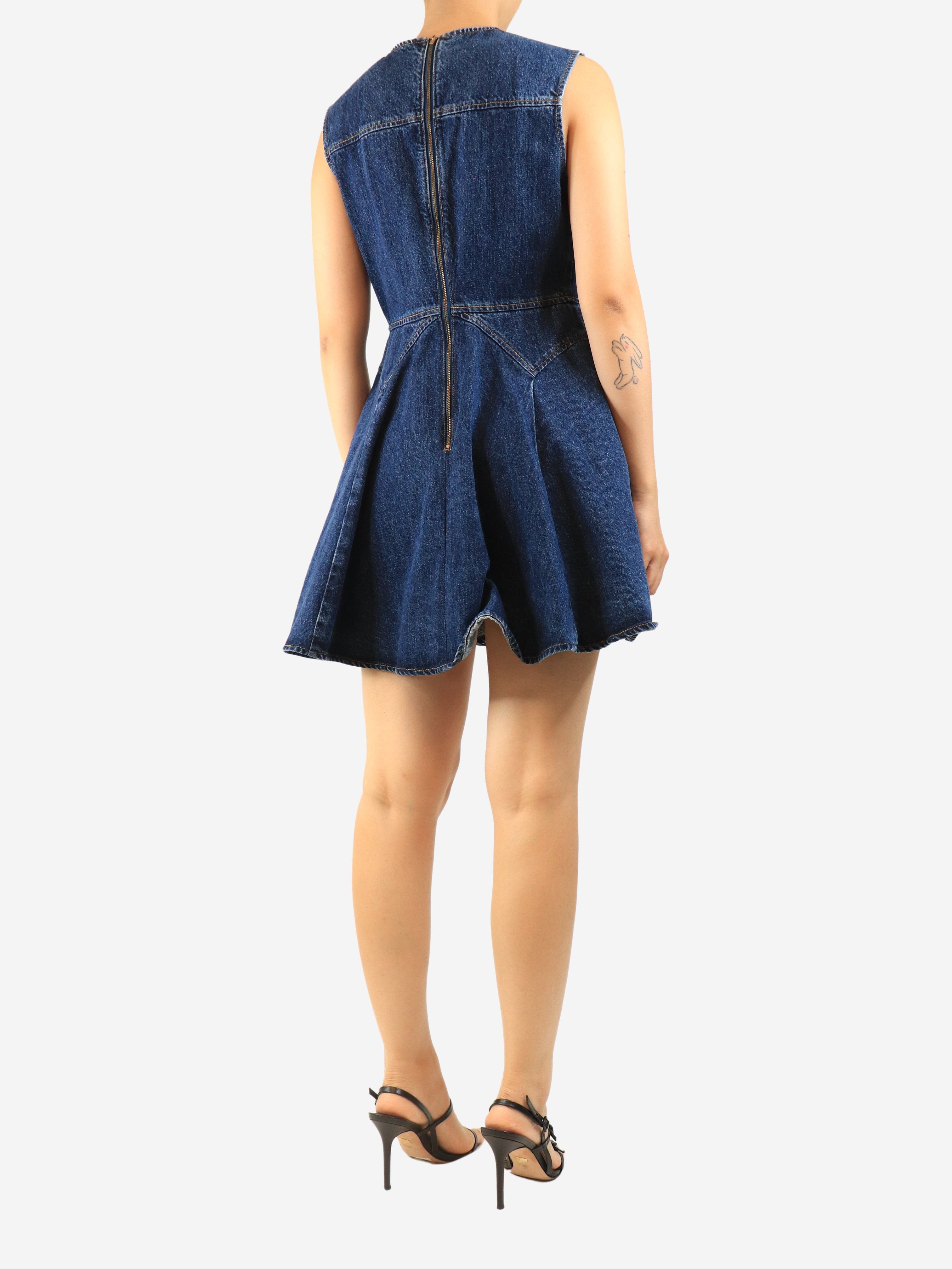 Blue denim skater mini dress - size UK 12 Dresses self-portrait 