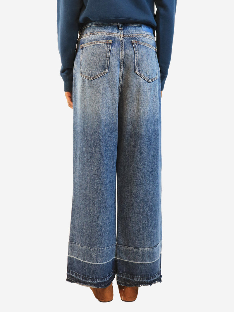 Blue pleated wide-leg woven jeans - size UK 6 Denim Ganni 