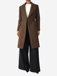 Prada Brown double-breasted wool coat - size UK 8