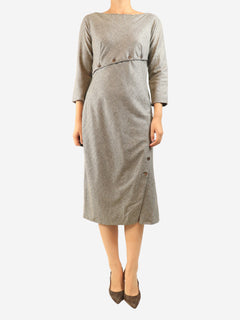 Brown metallic herringbone dress - size UK 12 Dresses Alexander McQueen 