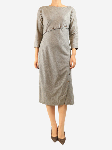 Brown metallic herringbone dress - size UK 12 product image