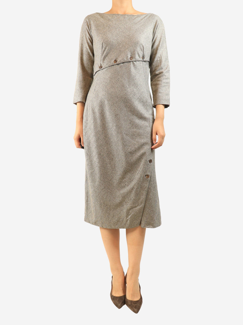 Brown metallic herringbone dress - size UK 12 Dresses Alexander McQueen 