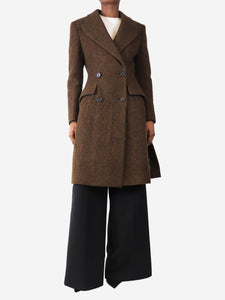 Prada Brown double-breasted wool coat - size UK 8