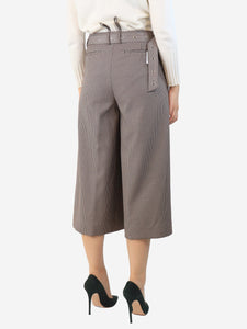 Rokh Brown houndstooth belted culottes - size UK 10