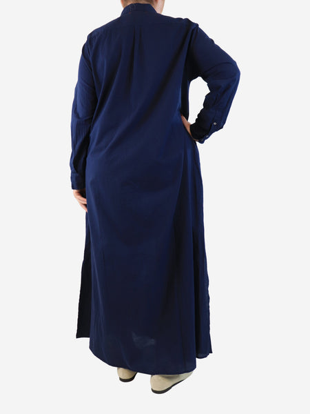 Black cotton midi shirt dress - size M alternate image