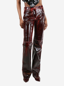 MSGM Burgundy vinyl coated trousers - size UK 6