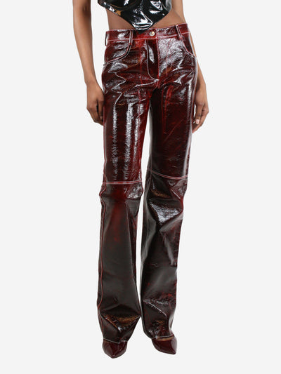 Burgundy vinyl coated trousers - size UK 6 Trousers MSGM 