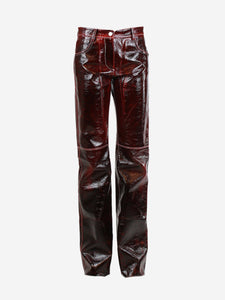 MSGM Burgundy vinyl coated trousers - size UK 6