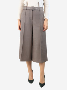 Rokh Brown houndstooth belted culottes - size UK 10