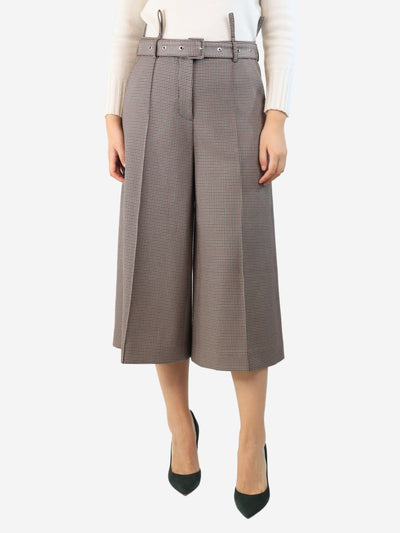 Brown houndstooth belted culottes - size UK 10 Trousers Rokh 