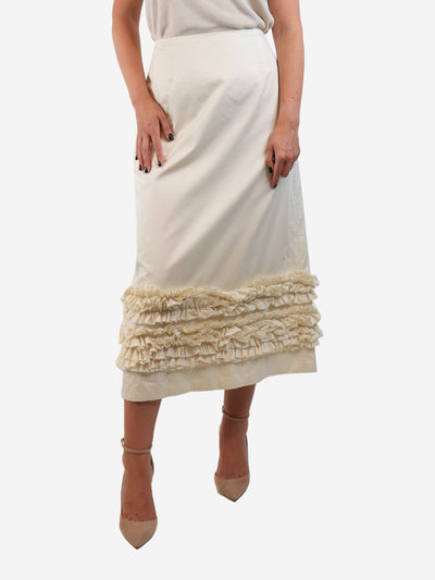 Cream ruched midi skirt - size UK 14 Skirts Molly Goddard 