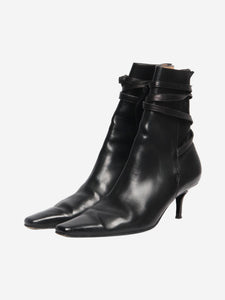 Joseph Black leather tie closure ankle boots - size EU 40 (UK 7)