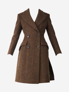 Prada Brown double-breasted wool coat - size UK 8