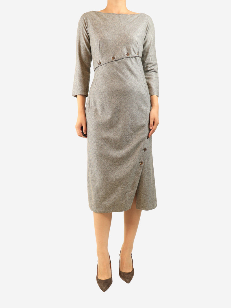 Brown metallic herringbone dress - size UK 12 Dresses Alexander McQueen 