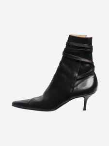 Joseph Black leather tie closure ankle boots - size EU 40 (UK 7)