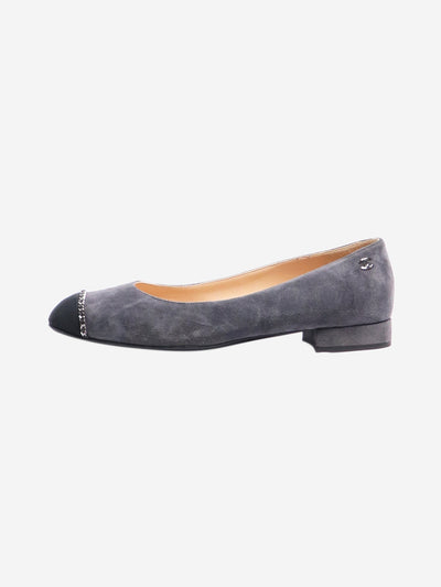 Dark grey suede ballet flats - size EU 39.5 Flat Shoes Chanel 