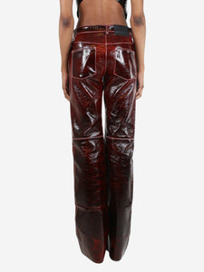 MSGM Burgundy vinyl coated trousers - size UK 6