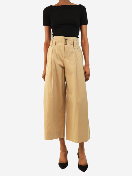 Neutral belted cotton trousers - size UK 4 alternate image