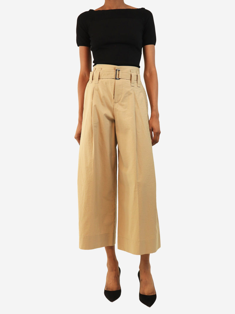 Neutral belted cotton trousers - size UK 4 Trousers Brunello Cucinelli 