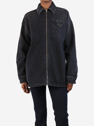 Dark grey logo denim jacket - size UK 4 Coats & Jackets Prada 