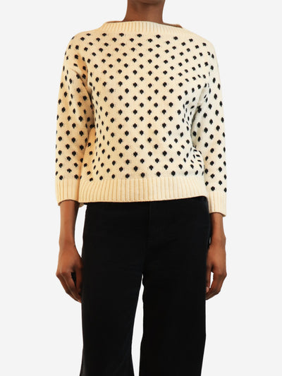 Cream and black wide-neck jumper - size UK 8 Knitwear Prada 