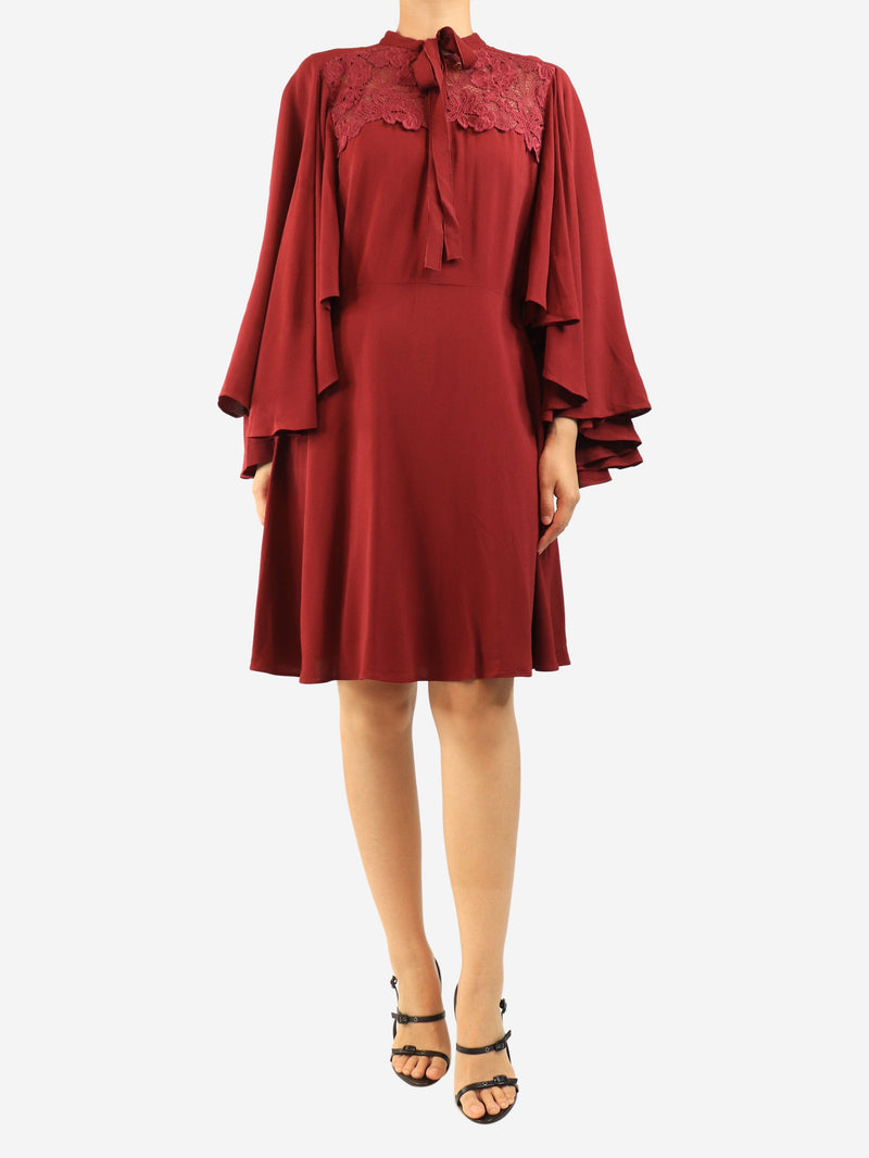 Burgundy crepe cape dress - size UK 14 Dresses Giambattista Valli 