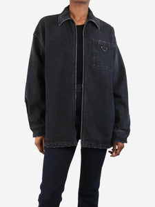 Prada Dark grey logo denim jacket - size UK 4