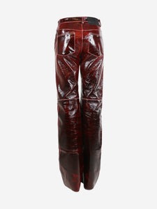 MSGM Burgundy vinyl coated trousers - size UK 6