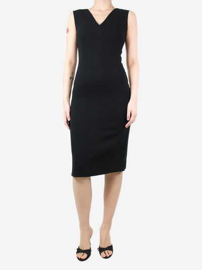 Black sleeveless v-neck dress - size UK 8