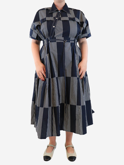 Navy striped midi dress - size L Dresses Lovebirds 