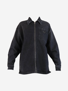 Prada Dark grey logo denim jacket - size UK 4