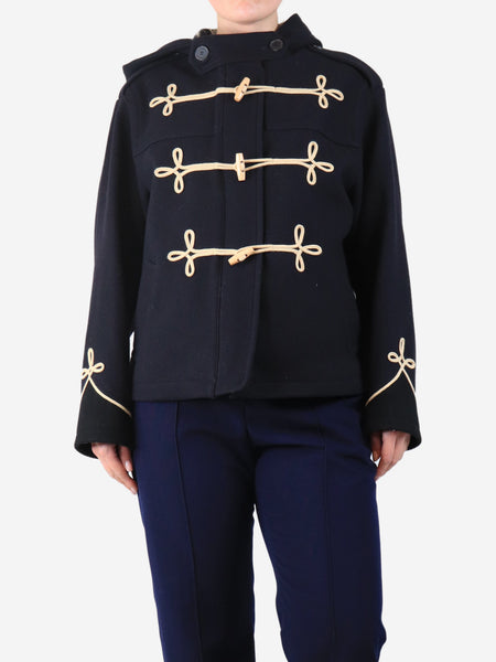Navy hooded duffle peacoat - size UK 8 product image