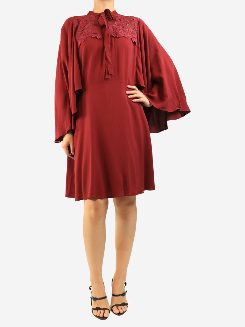 Burgundy crepe cape dress - size UK 14 Dresses Giambattista Valli 