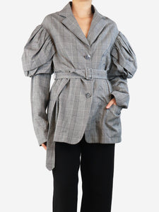 Simone Rocha Grey Prince of Wales Check drop sleeves jacket - size UK 10