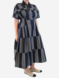Lovebirds Navy striped midi dress - size L