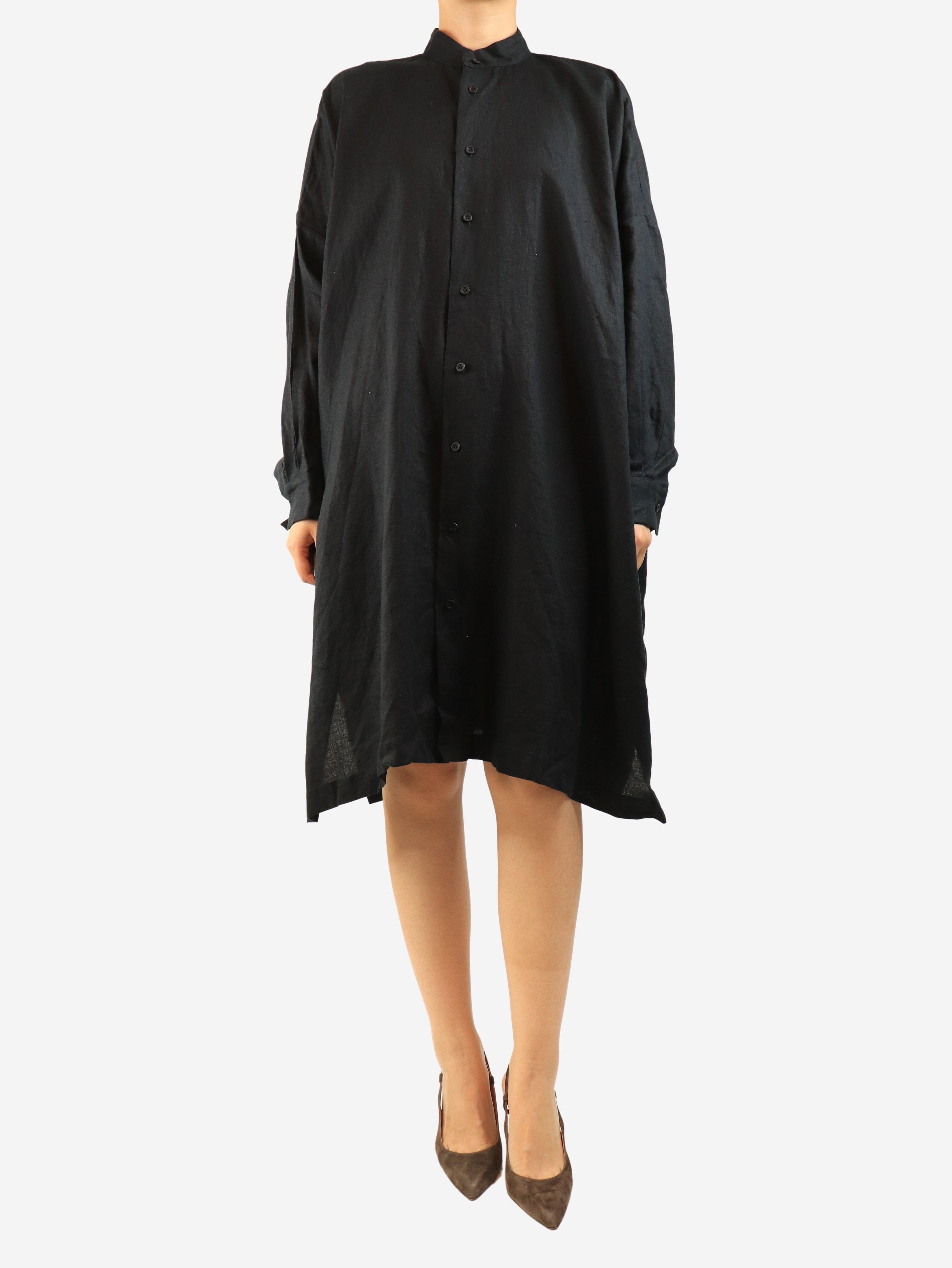 Black linen shirt dress - size S Dresses Eskandar 