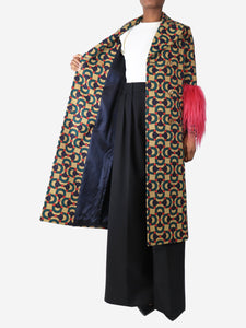 Gucci Neutral double-breasted Horsebit jacquard coat - size UK 6