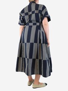 Lovebirds Navy striped midi dress - size L