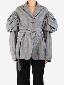 Simone Rocha Grey Prince of Wales Check drop sleeves jacket - size UK 10