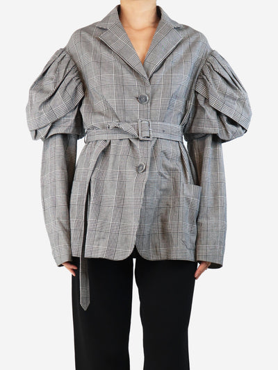 Grey Prince of Wales Check drop sleeves jacket - size UK 10 Coats & Jackets Simone Rocha 