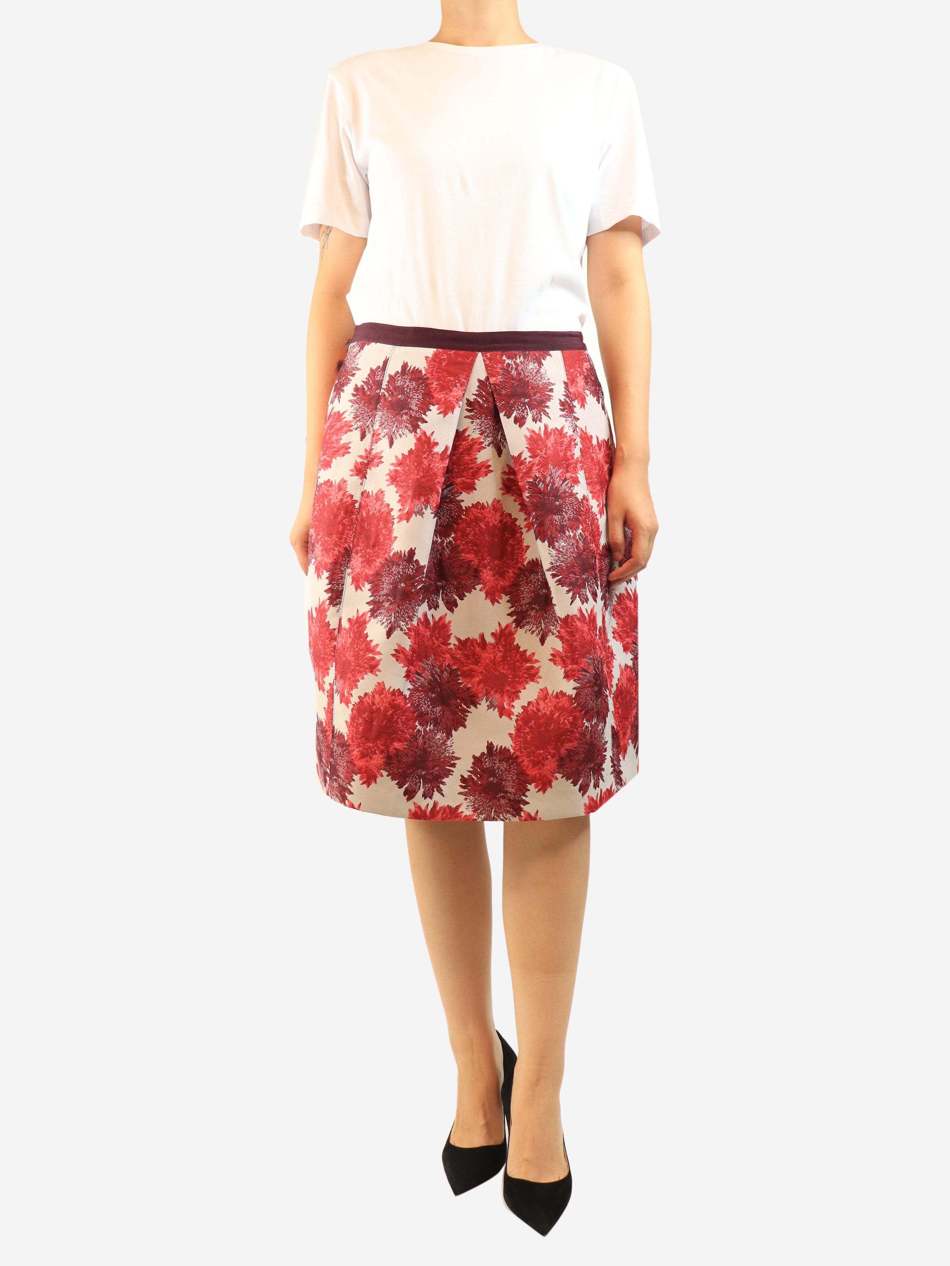 Red floral jacquard skirt - size UK 14 Skirts Weekend Max Mara 