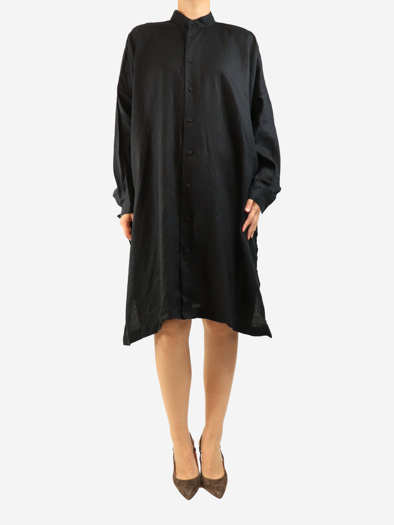 Black linen shirt dress - size S Dresses Eskandar 