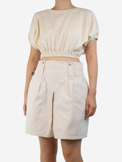 Ecru linen crop top - size UK 10 Tops Matteau 