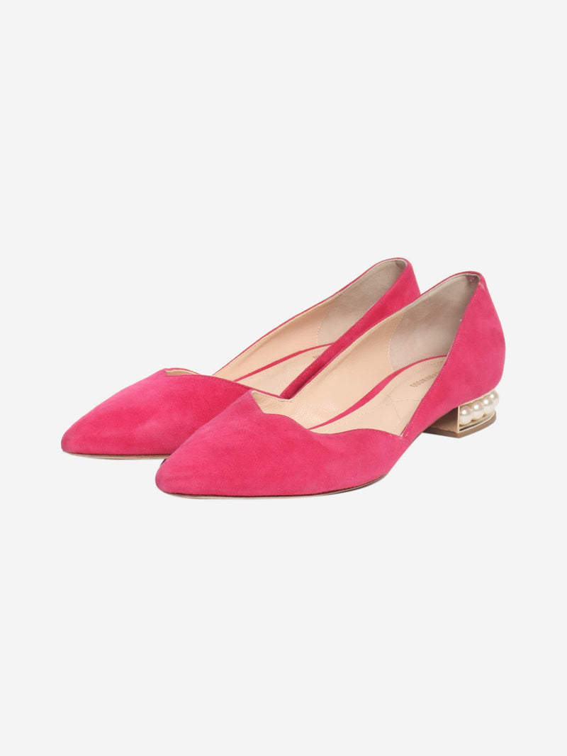 Pink suede pointed-toe flats - size EU 37 Flat Shoes Nicholas Kirkwood 