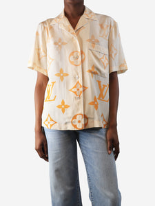 Louis Vuitton Orange monogram silk top - size UK 6