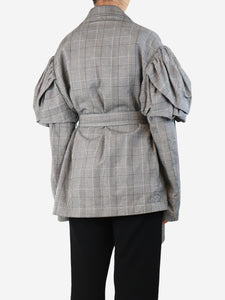 Simone Rocha Grey Prince of Wales Check drop sleeves jacket - size UK 10